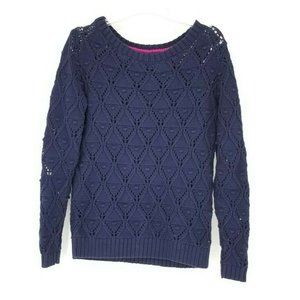 Tommy Hilfiger Women's Cotton Cable Knit  V-Neck Magenta Sweater S P EUC B36xL25